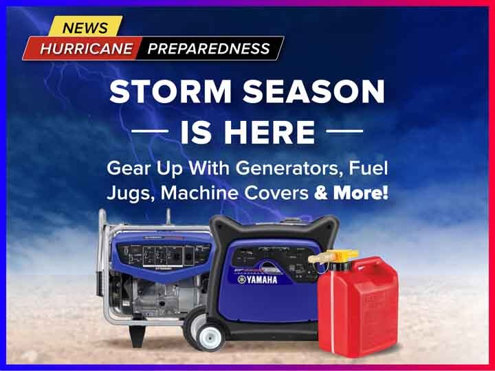 generators, machine covers and fuel jug for hurricane preparedness
