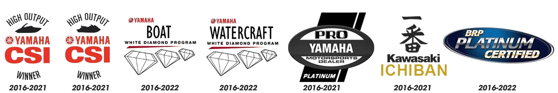 Cycle Springs Powersports awards from 2016 to 2022