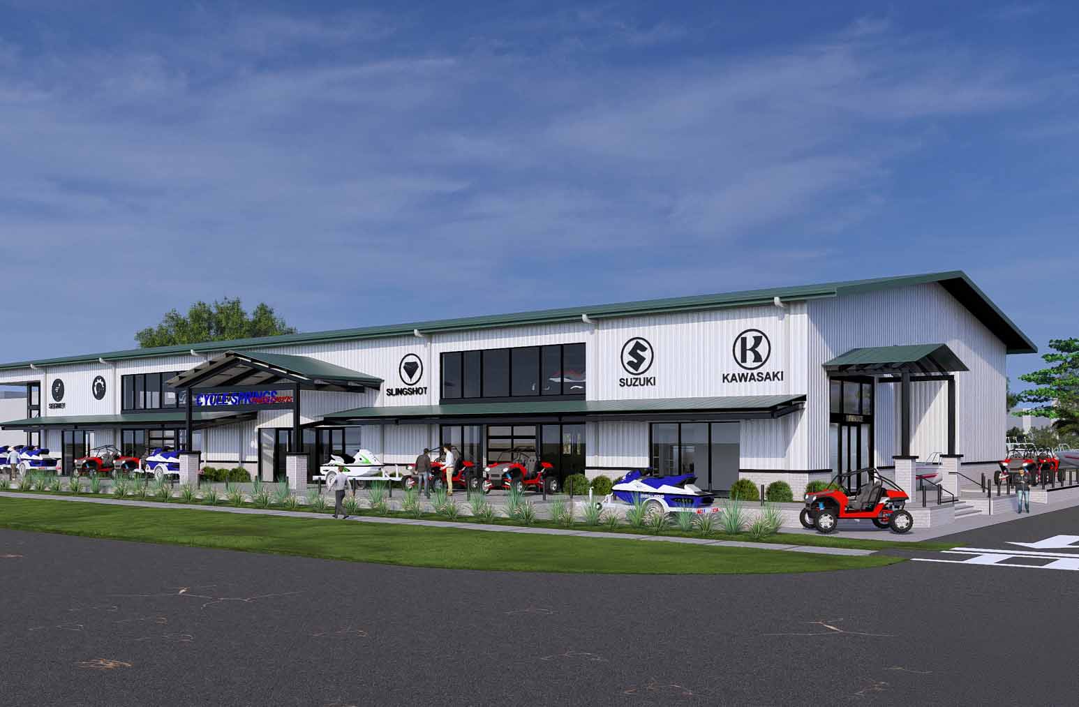 Spacious outdoor showroom