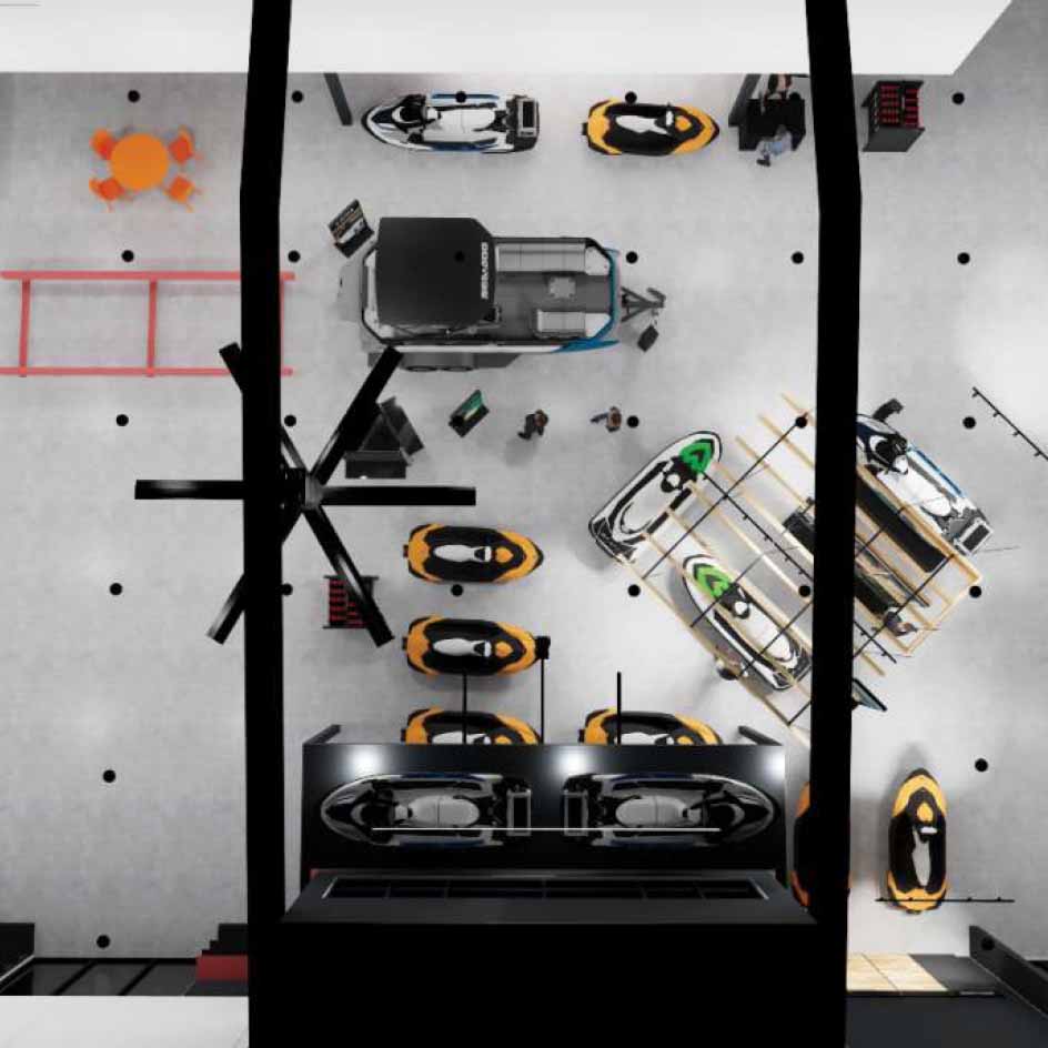 Top down view showroom